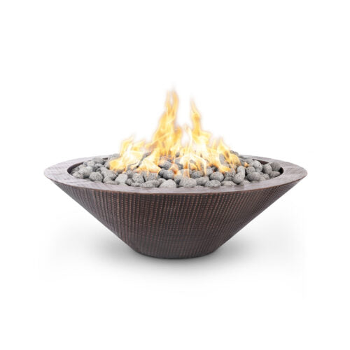 The Outdoor Plus 48" Cazo Hammered Copper Fire Pit - Narrow Ledge