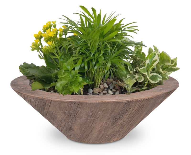 The Outdoor Plus Cazo Wood Grain Planter Bowl
