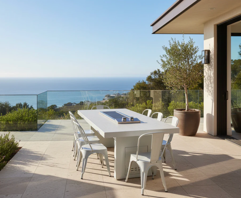 The Alameda Cooking Table with The Anza (Dual) Burner - Powder Coated Table - Includes (6) Dining Chairs