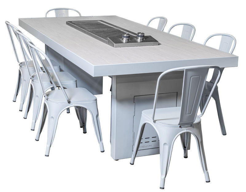 The Alameda Cooking Table with The Anza (Dual) Burner - Powder Coated Table - Includes (6) Dining Chairs